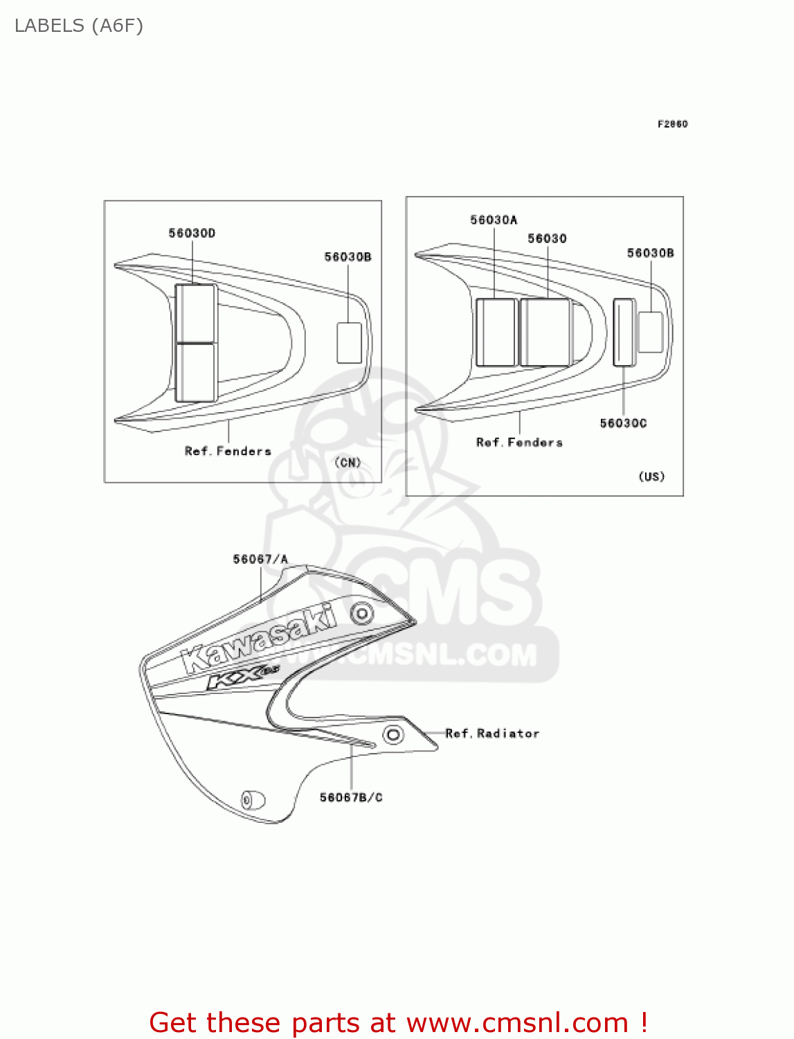 LABELS (A6F) KX65A6F KX65 2006 USA CANADA