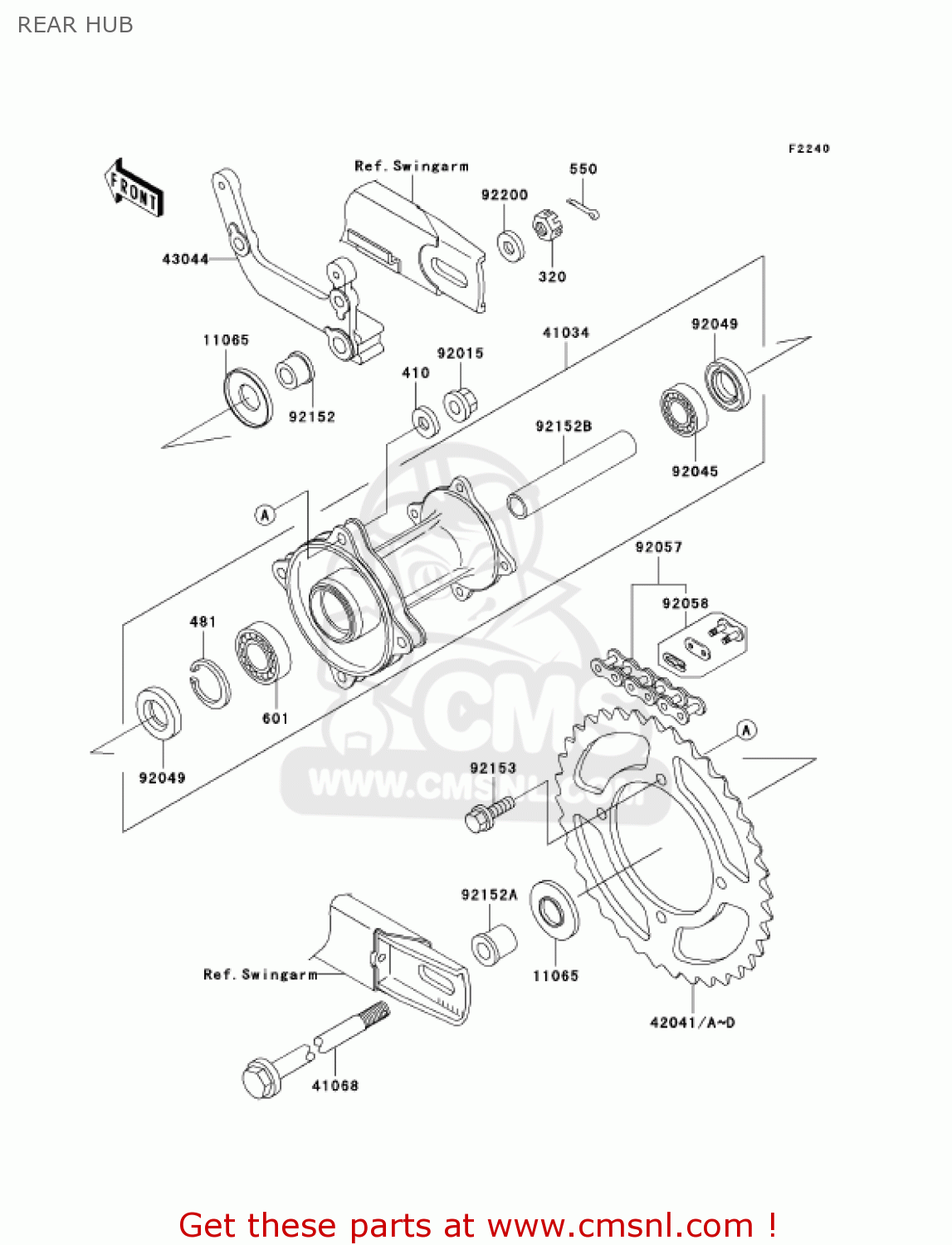 REAR HUB KX65A6F KX65 2006 USA CANADA