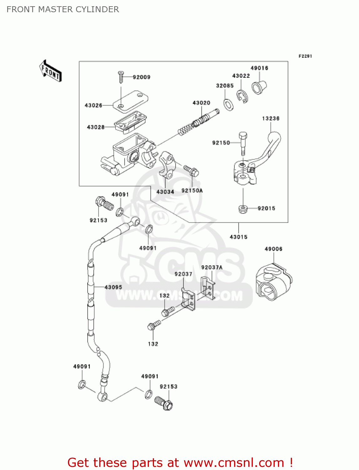 FRONT MASTER CYLINDER KX65A6F KX65 2006 USA CANADA