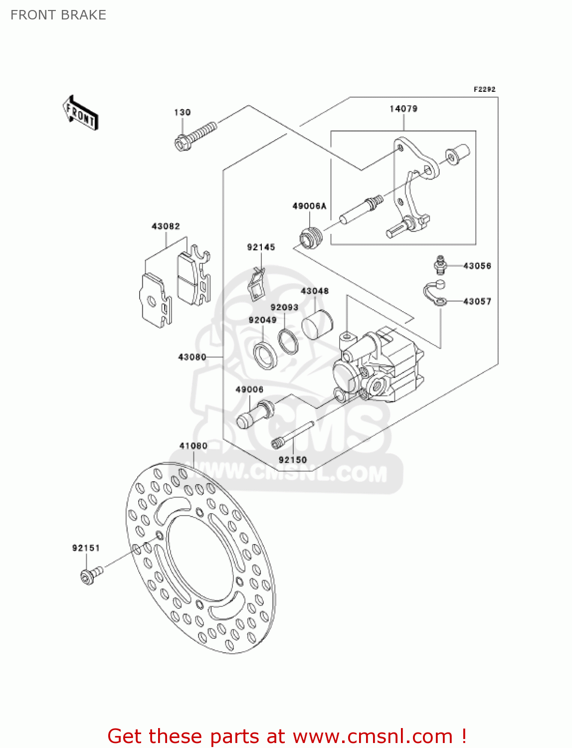 FRONT BRAKE KX65A6F KX65 2006 USA CANADA