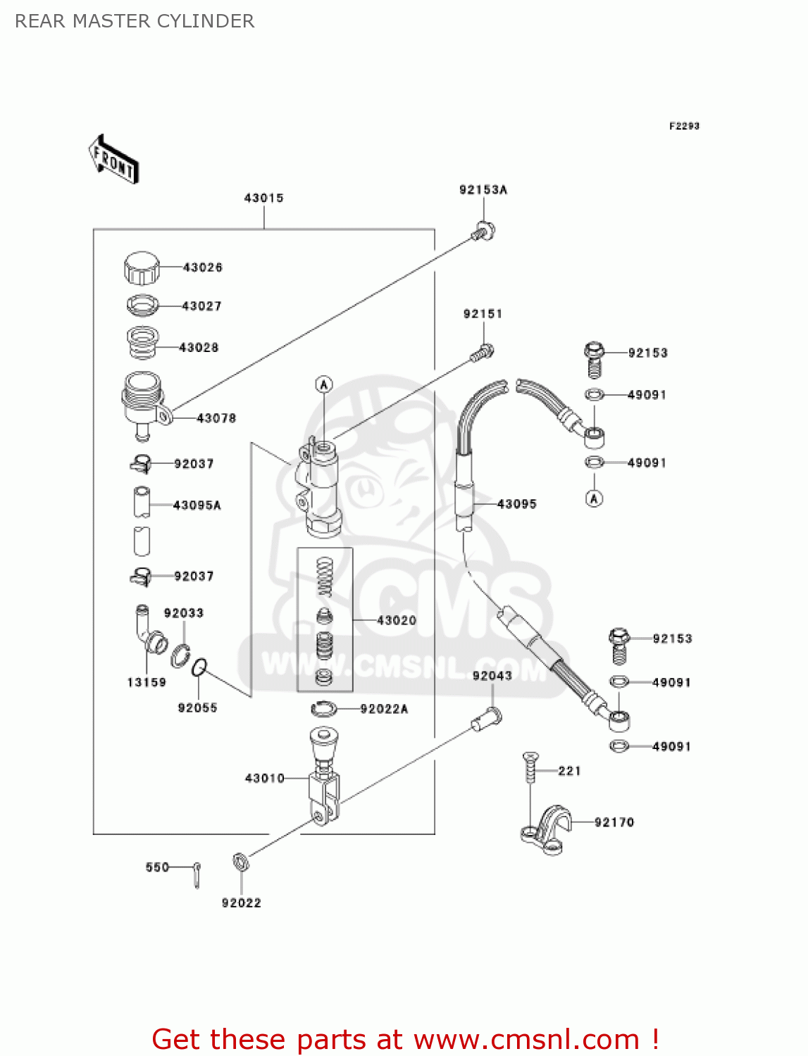REAR MASTER CYLINDER KX65A6F KX65 2006 USA CANADA