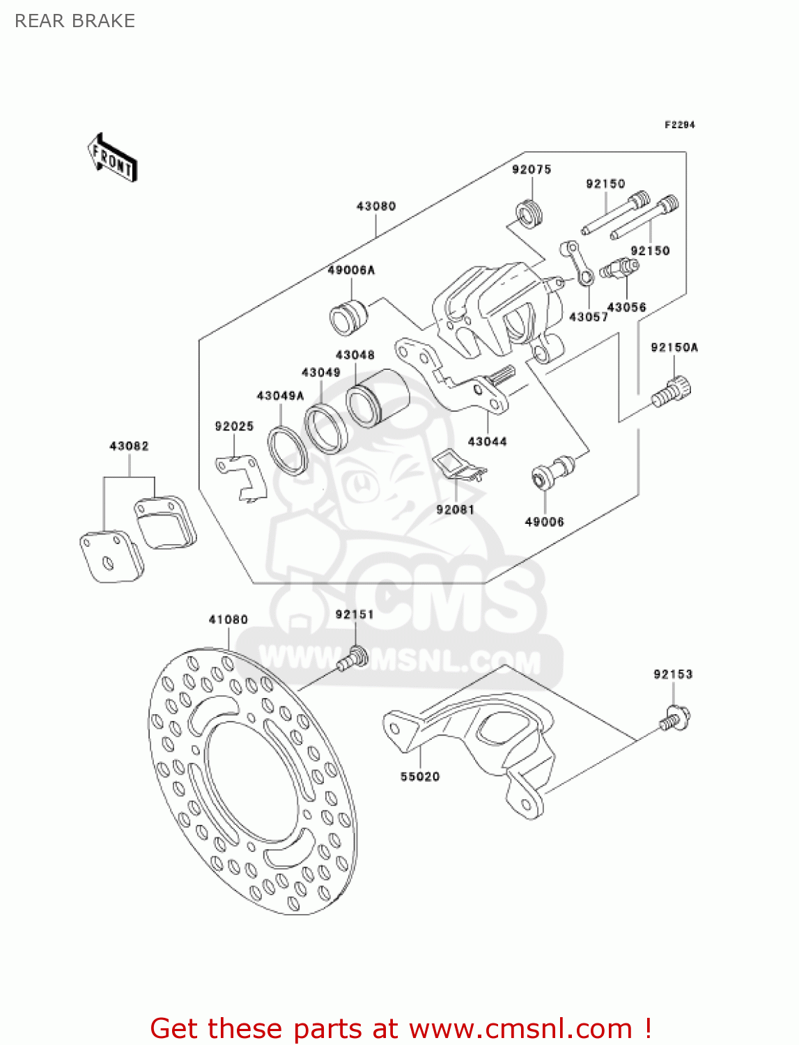 REAR BRAKE KX65A6F KX65 2006 USA CANADA