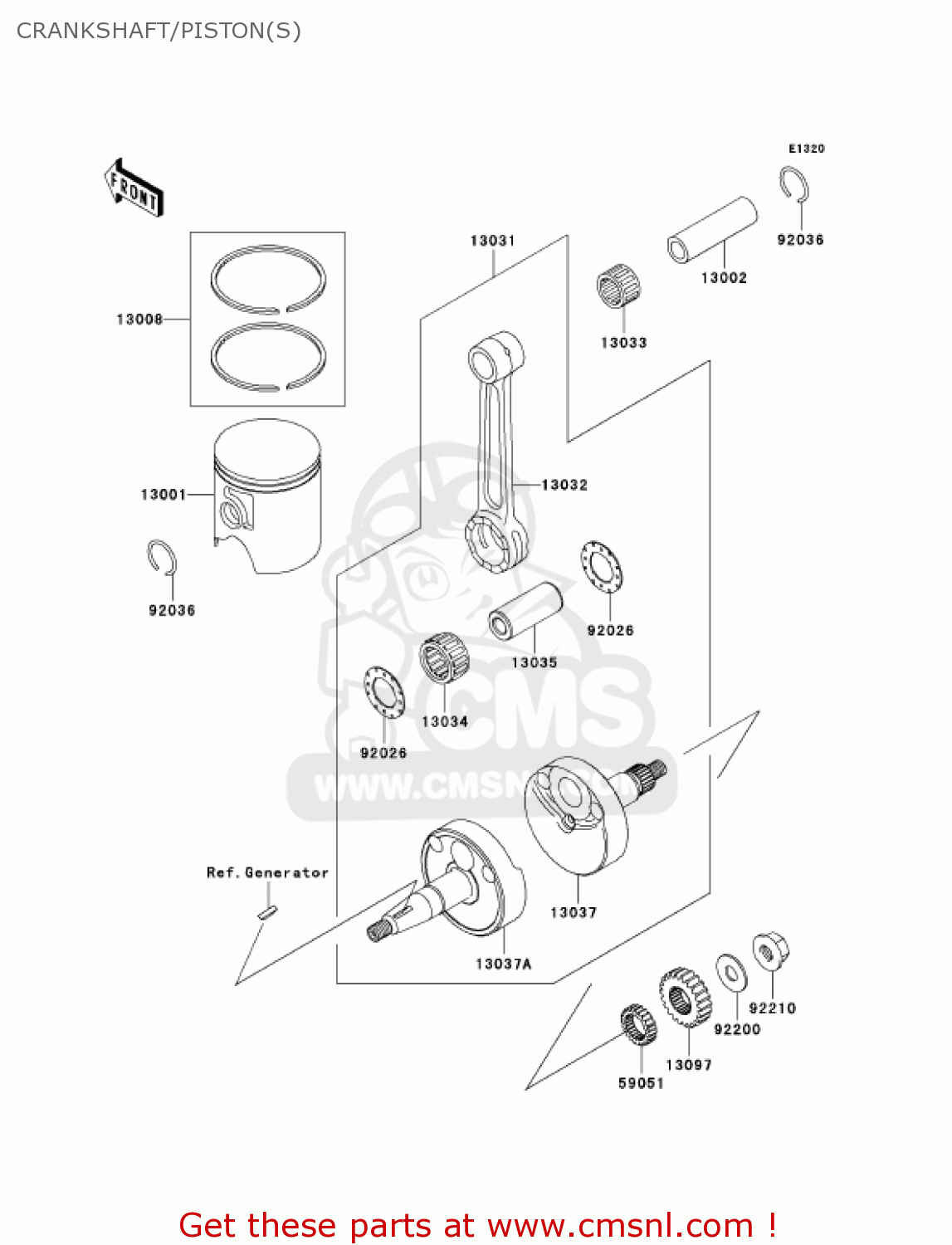 CRANKSHAFT/PISTON(S) KX65A7F KX65 2007 USA CANADA