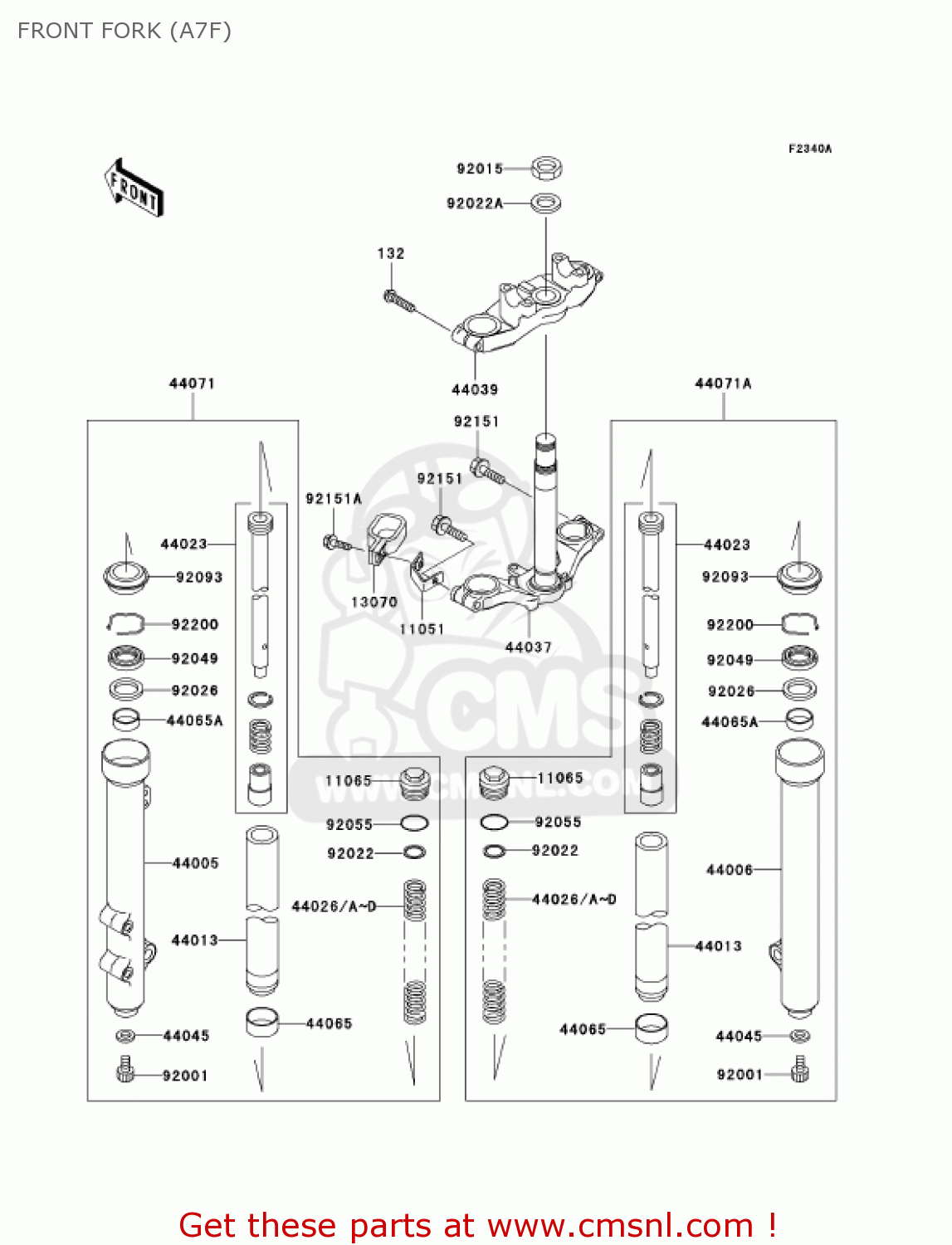 FRONT FORK (A7F) KX65A7F KX65 2007 USA CANADA