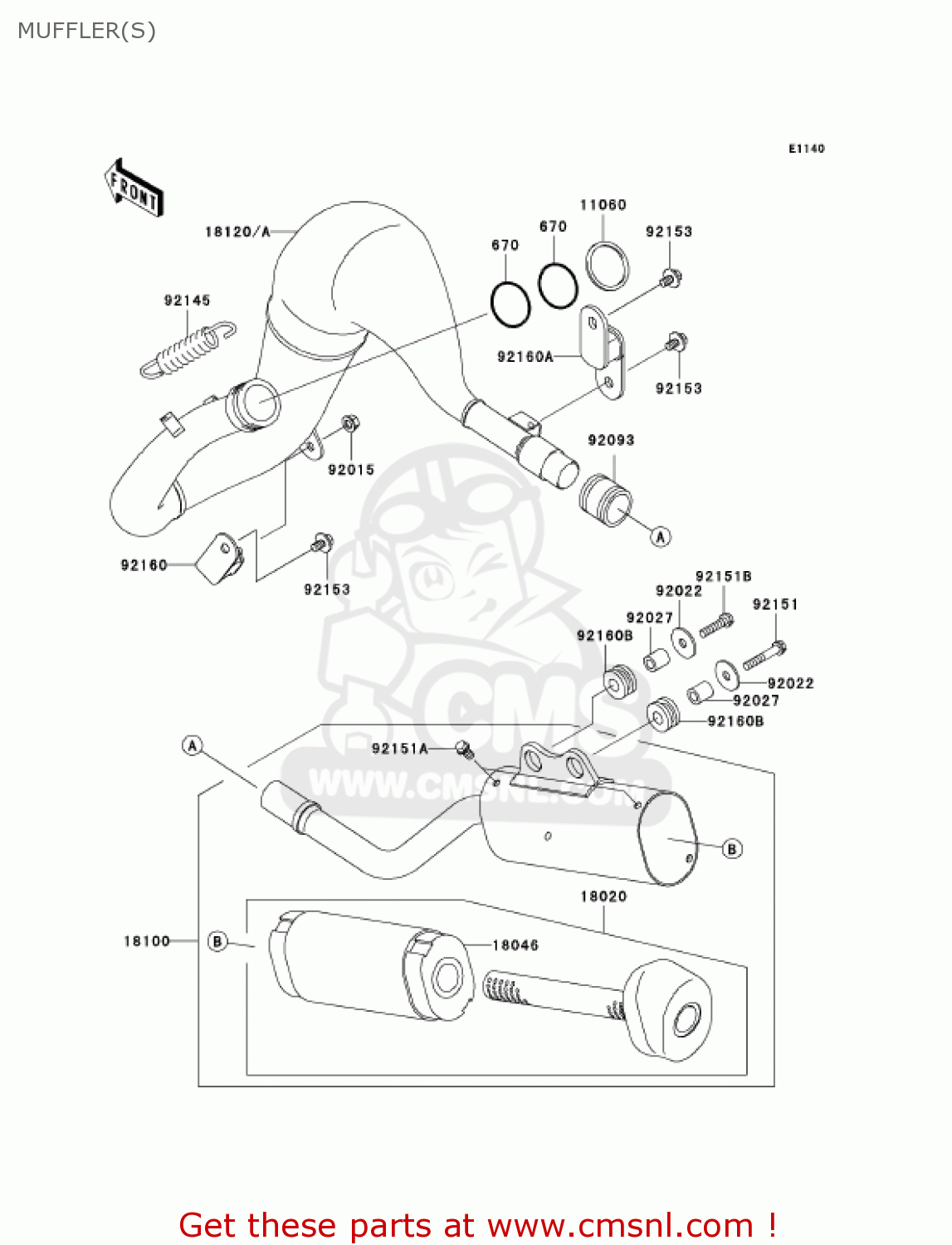 MUFFLER(S) KX65A7F KX65 2007 USA CANADA
