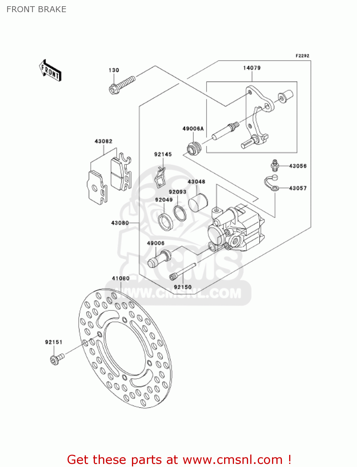 FRONT BRAKE KX65A7F KX65 2007 USA CANADA