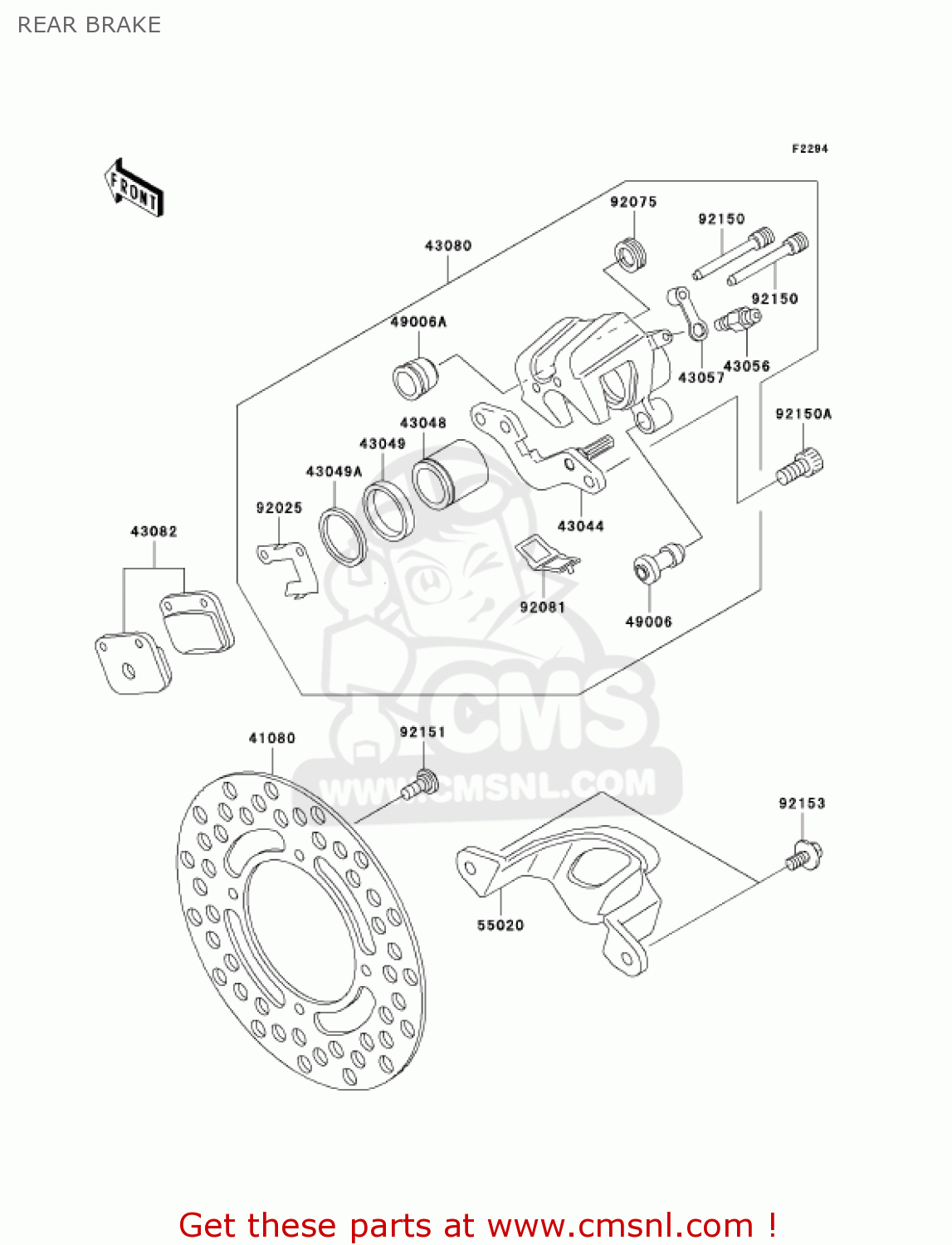REAR BRAKE KX65A7F KX65 2007 USA CANADA