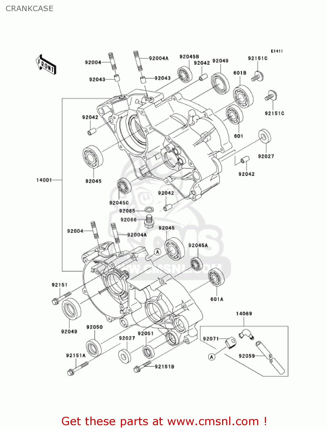 CRANKCASE KX65A7F KX65 2007 USA CANADA