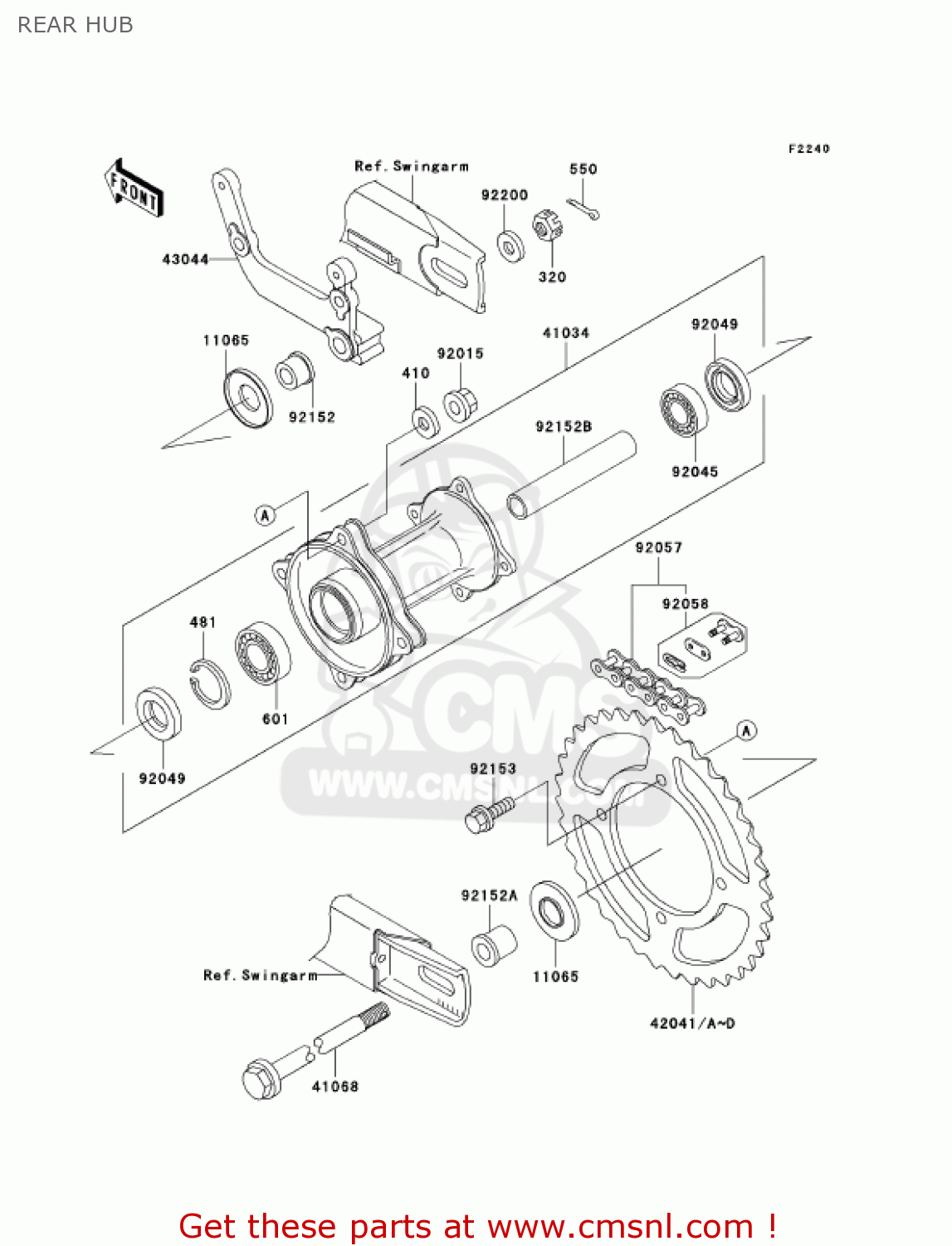 REAR HUB KX65A7F KX65 2007 USA CANADA