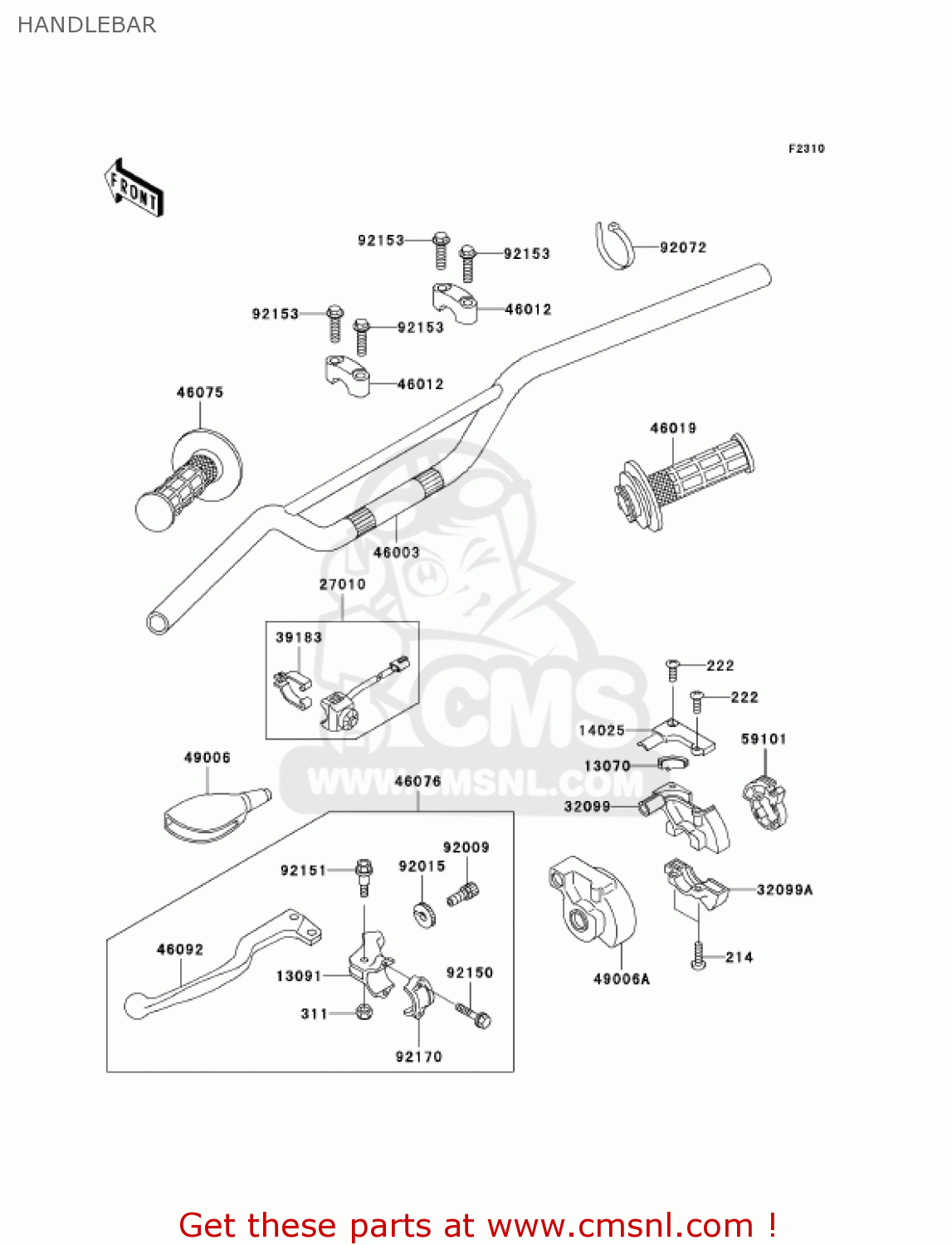 HANDLEBAR KX65A7F KX65 2007 USA CANADA