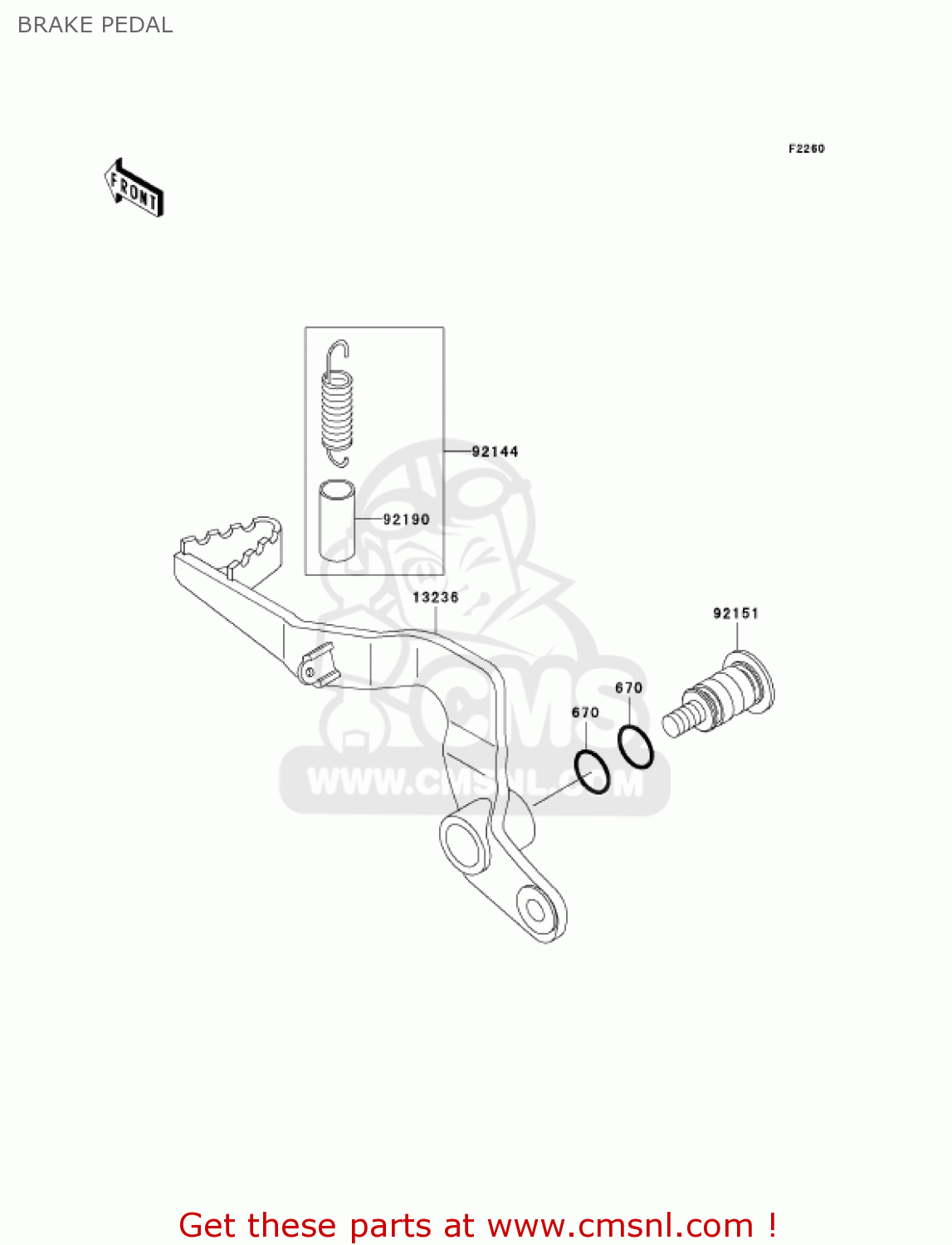 BRAKE PEDAL KX65A7F KX65 2007 USA CANADA