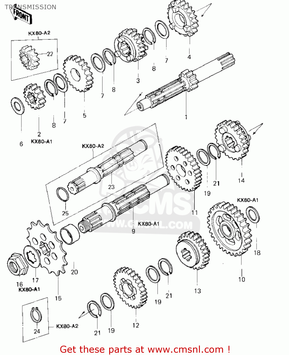 Kawasaki KX80-A1 KX80 1979 TRANSMISSION - buy original ... kawasaki kx80 wiring diagram 