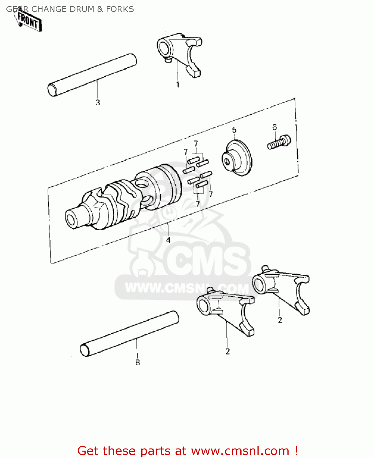 GEAR CHANGE DRUM & FORKS KX80-A1 KX80 1979