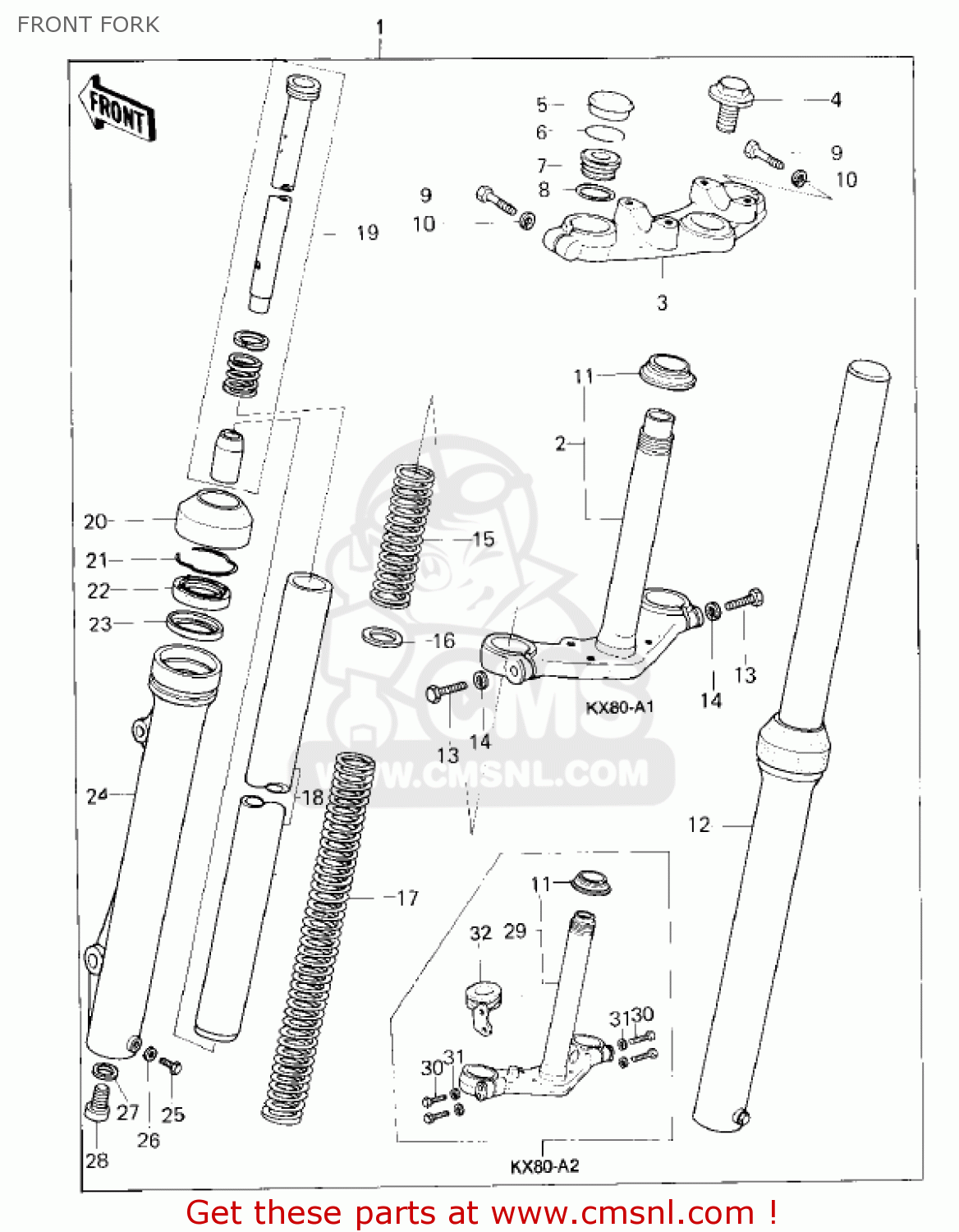 FRONT FORK KX80-A1 KX80 1979