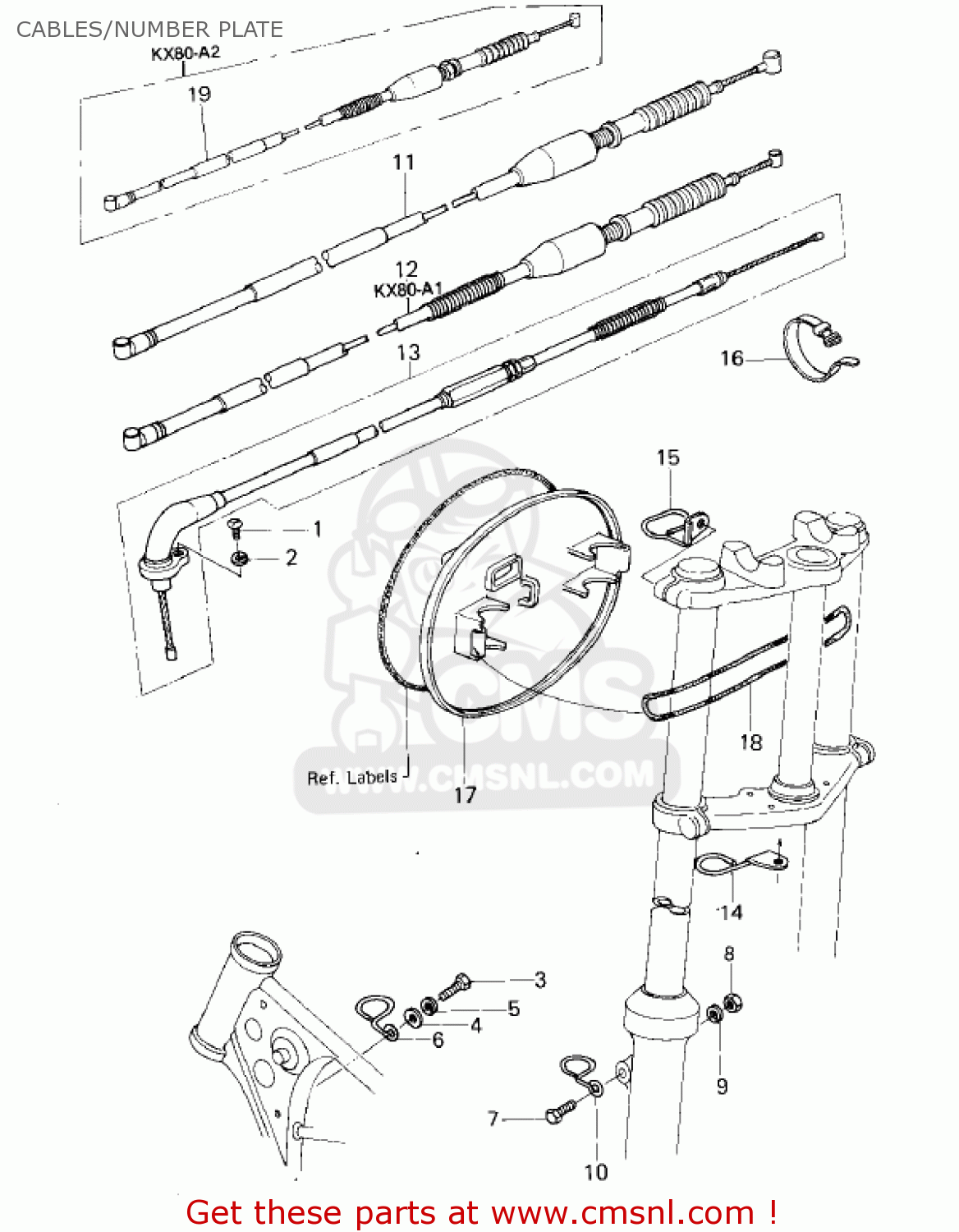 CABLES/NUMBER PLATE KX80-A1 KX80 1979