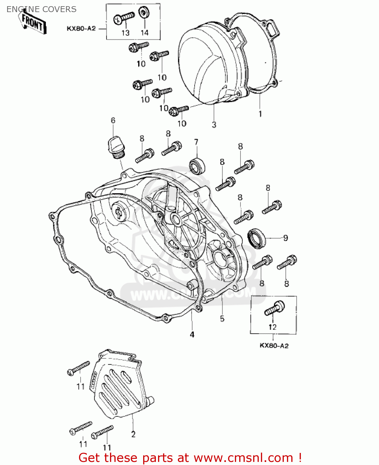 ENGINE COVERS KX80-A2 KX80 1980