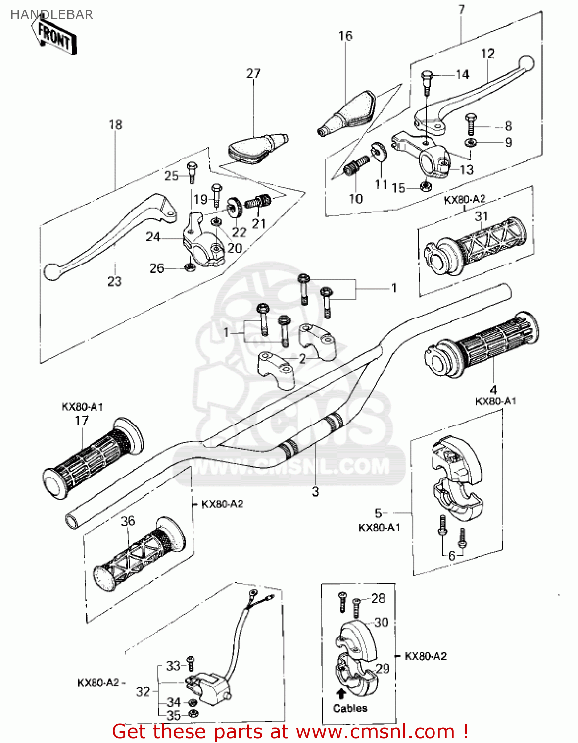 HANDLEBAR KX80-A2 KX80 1980