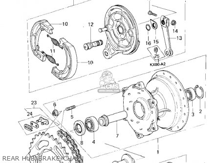 REAR HUB/BRAKE/CHAIN - KX80-A2 KX80 1980