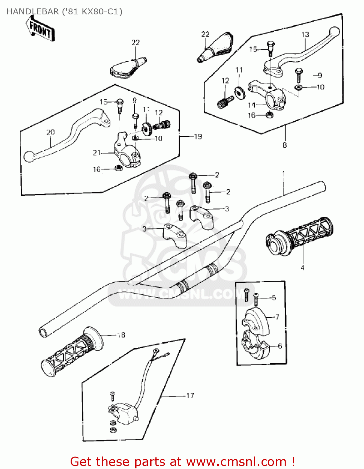Kawasaki KX80C1 KX80 1981 USA CANADA HANDLEBAR ('81 KX80C1) buy