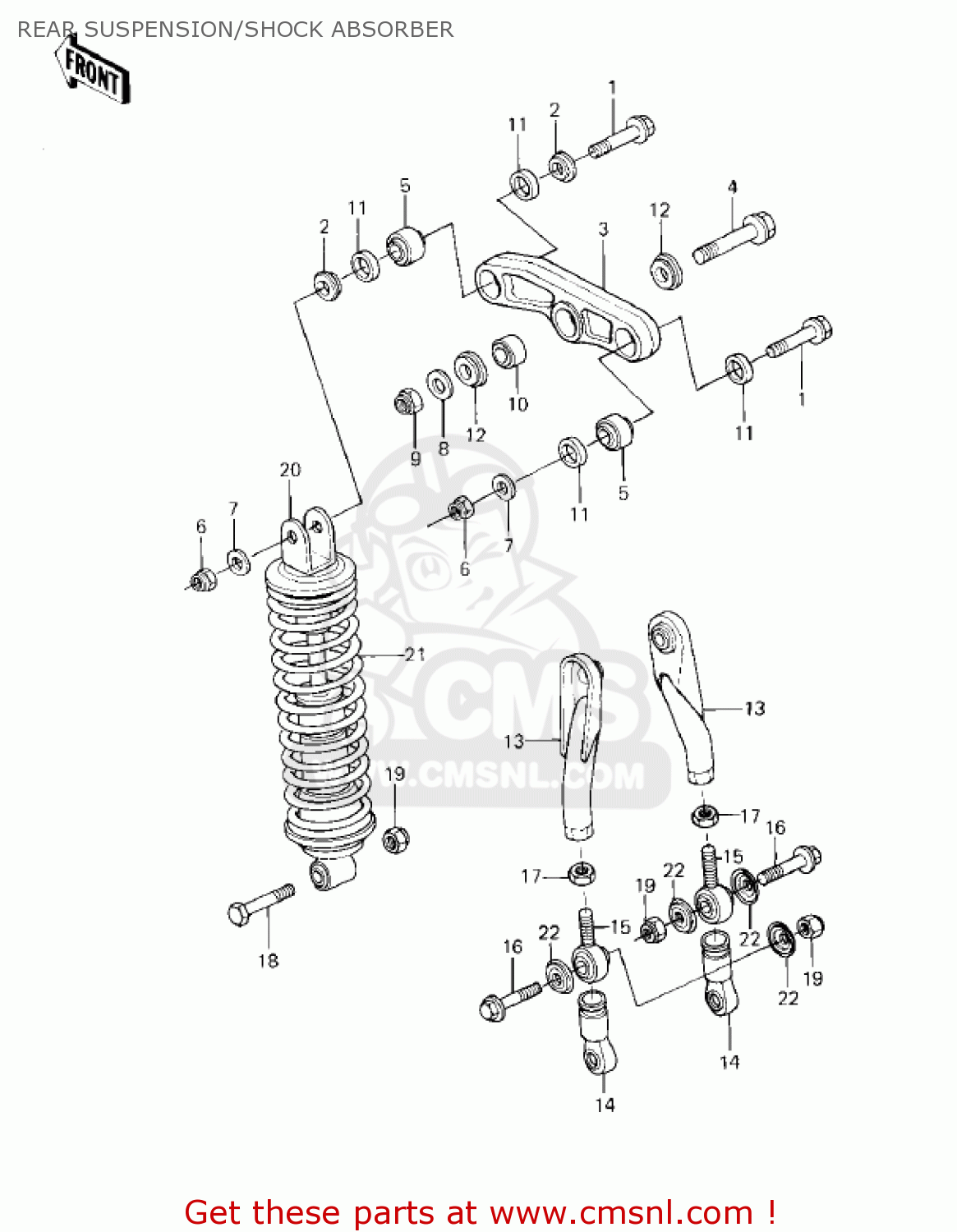 REAR SUSPENSION/SHOCK ABSORBER KX80-C1 KX80 1981 USA CANADA