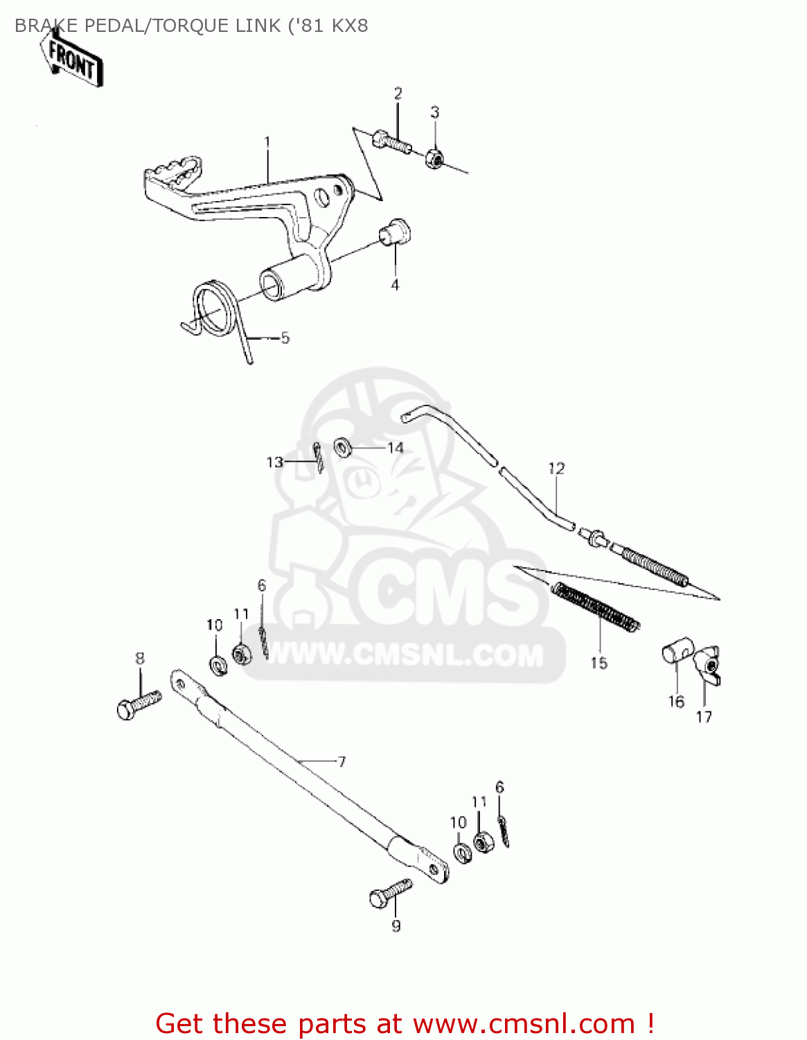 BRAKE PEDAL/TORQUE LINK ('81 KX8 KX80-C1 KX80 1981 USA CANADA