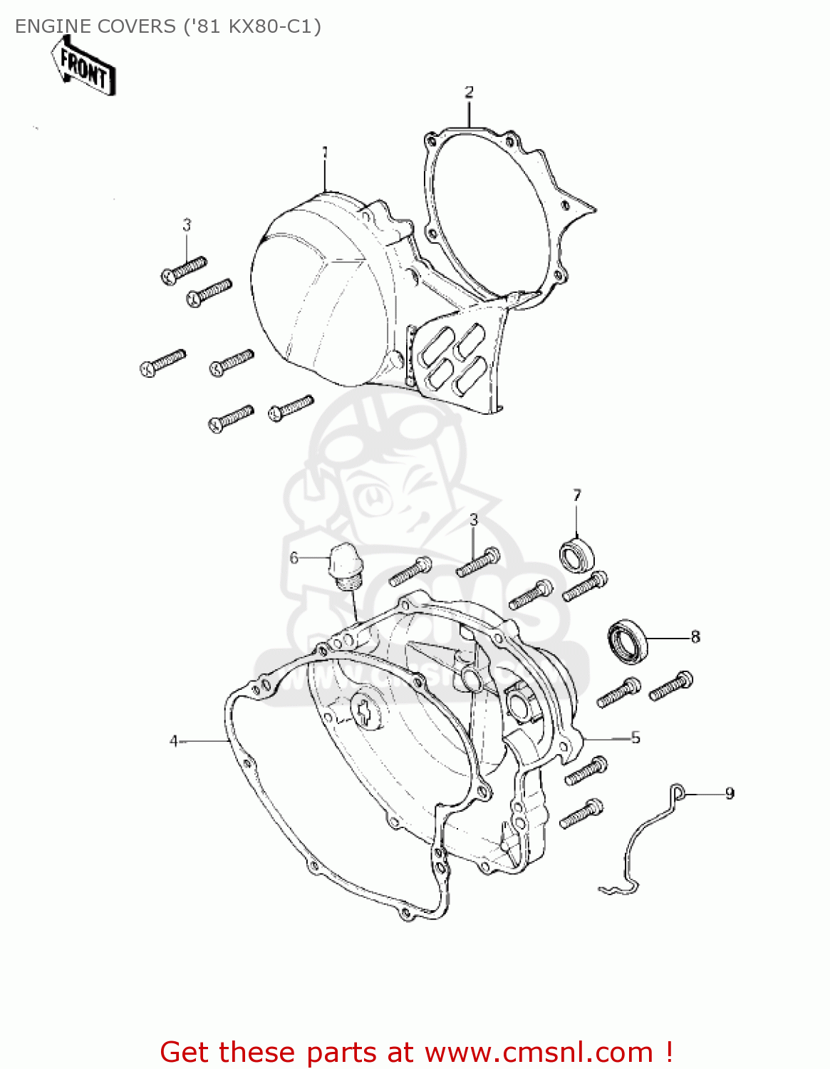 ENGINE COVERS ('81 KX80-C1) KX80-C1 KX80 1981 USA CANADA