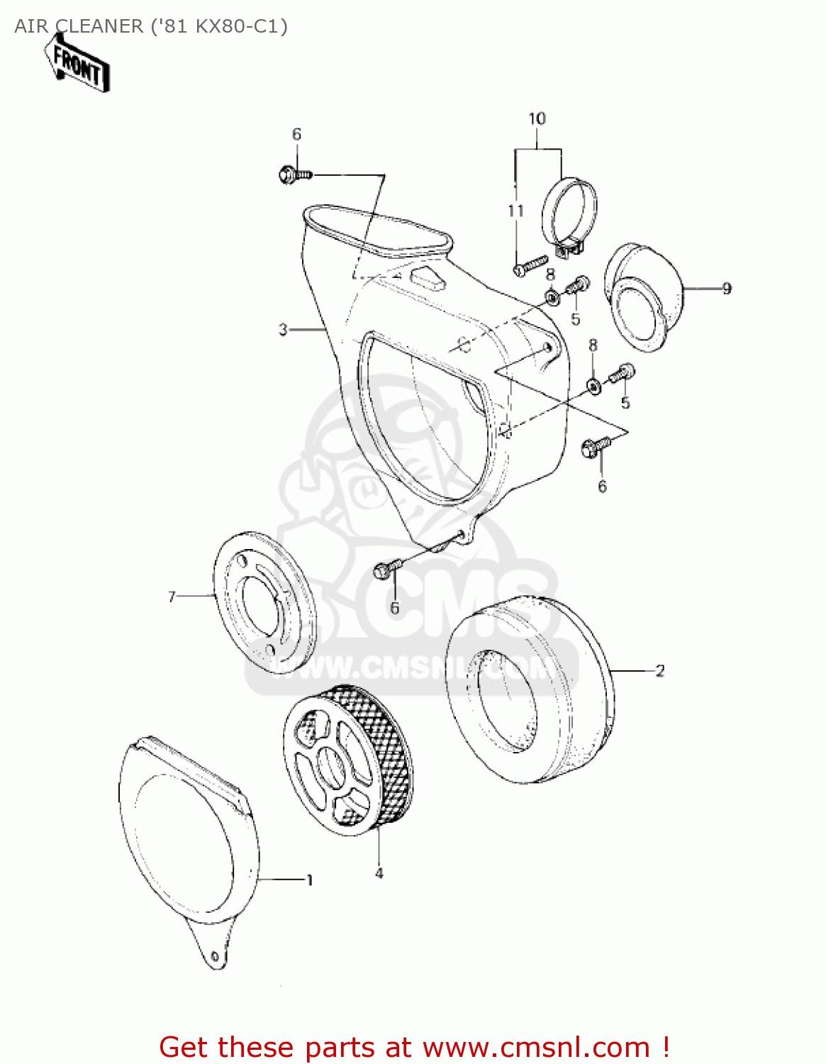 AIR CLEANER ('81 KX80-C1) KX80-C1 KX80 1981 USA CANADA