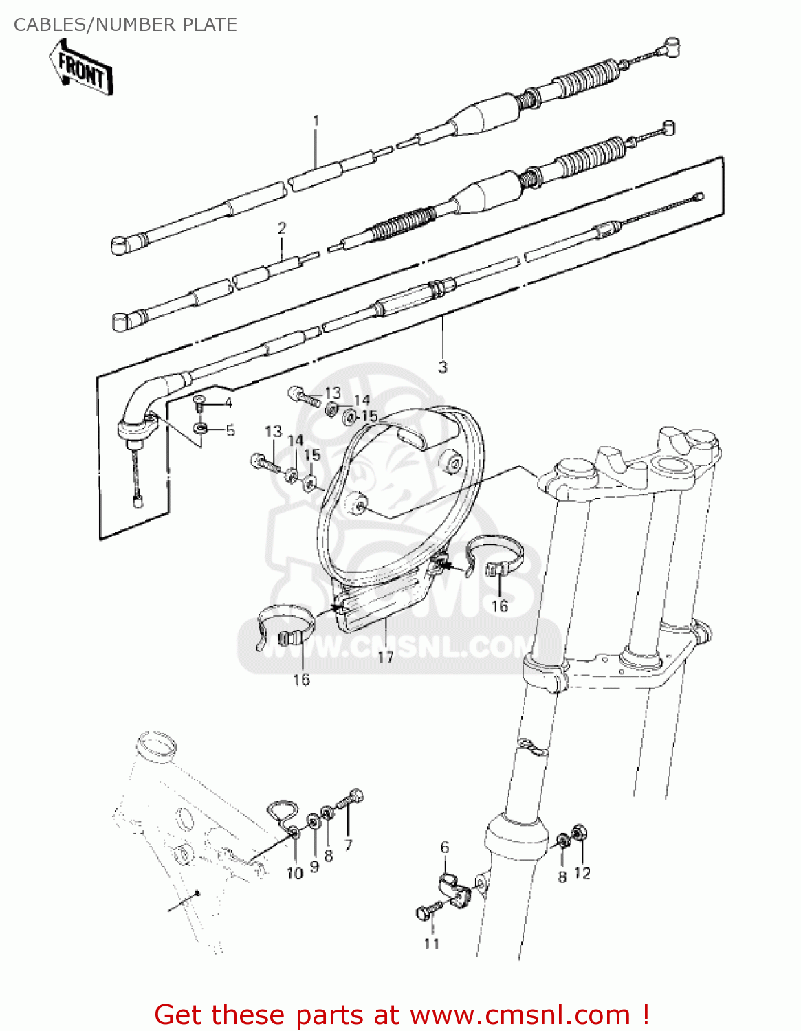 CABLES/NUMBER PLATE KX80-C1 KX80 1981 USA CANADA
