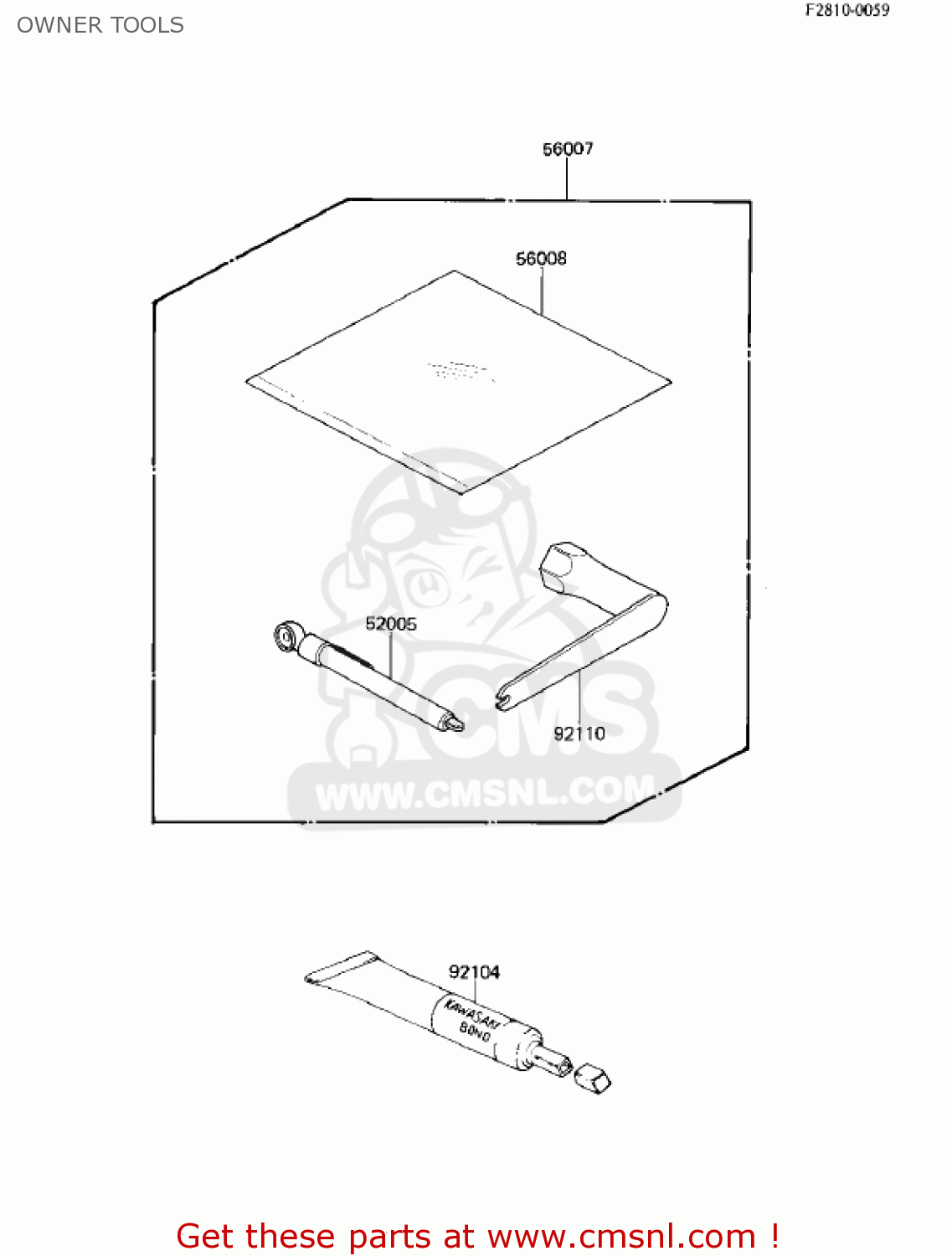 OWNER TOOLS KX80-C1 KX80 1981 USA CANADA