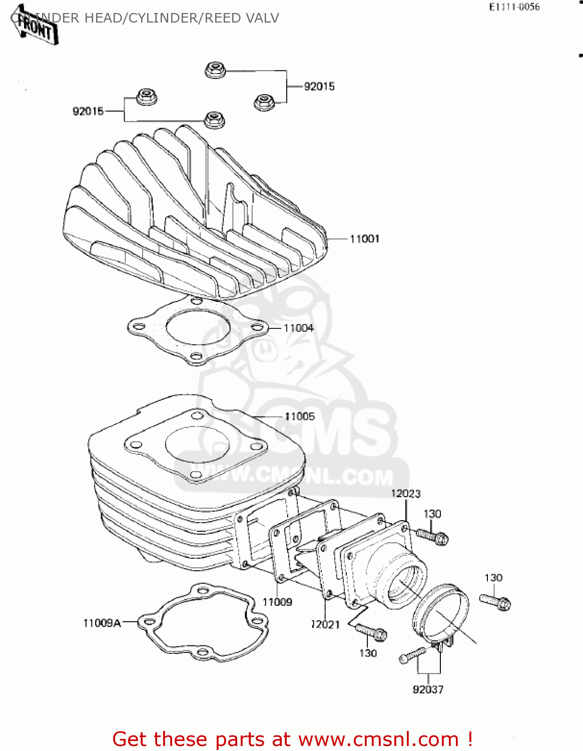 CYLINDER HEAD/CYLINDER/REED VALV KX80-C1 KX80 1981 USA CANADA