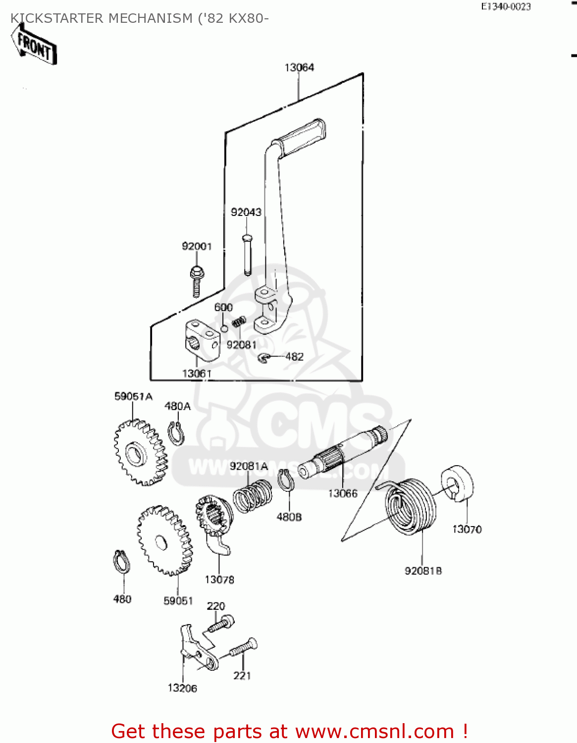 KICKSTARTER MECHANISM ('82 KX80- KX80-C1 KX80 1981 USA CANADA