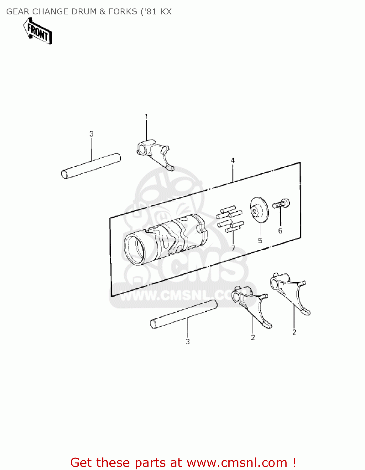 GEAR CHANGE DRUM & FORKS ('81 KX KX80-C1 KX80 1981 USA CANADA
