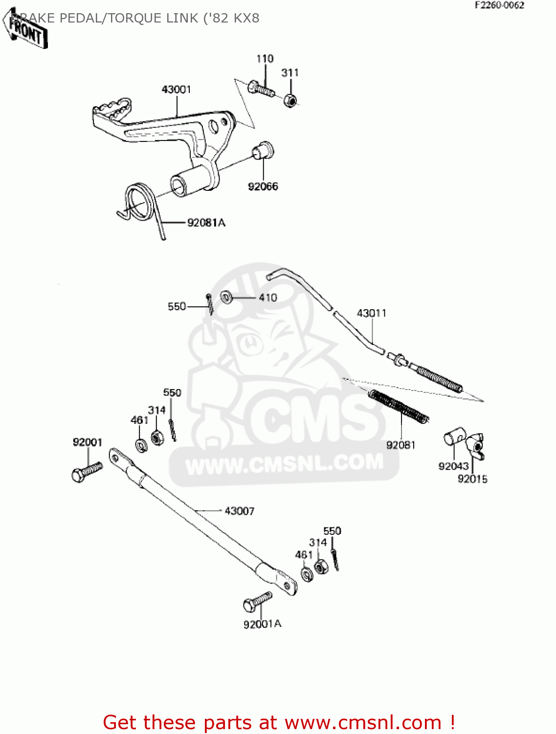 BRAKE PEDAL/TORQUE LINK ('82 KX8 KX80-C1 KX80 1981 USA CANADA