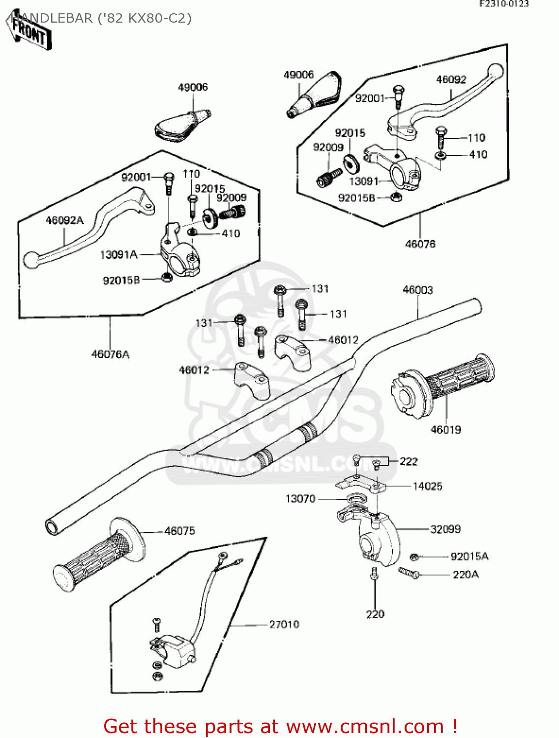 HANDLEBAR ('82 KX80-C2) KX80-C1 KX80 1981 USA CANADA