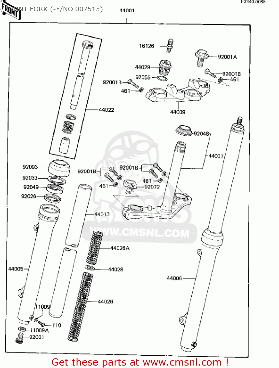 FRONT FORK (-F/NO.007513) KX80-C1 KX80 1981 USA CANADA