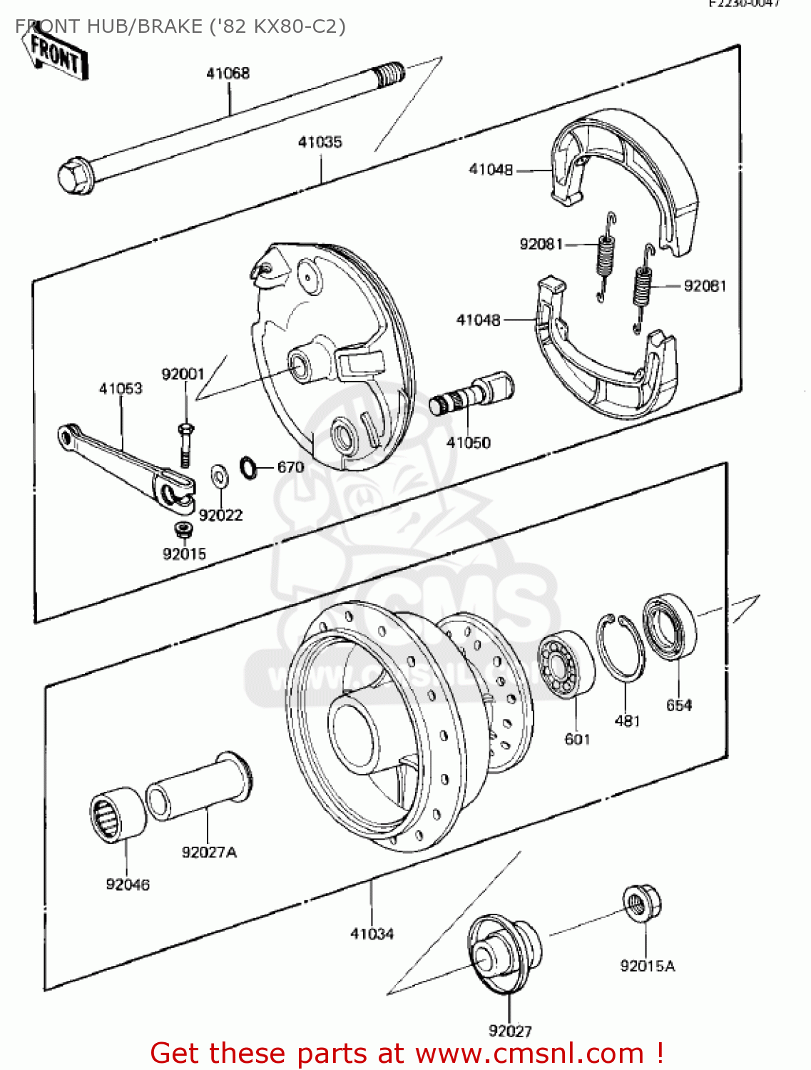 FRONT HUB/BRAKE ('82 KX80-C2) KX80-C1 KX80 1981 USA CANADA