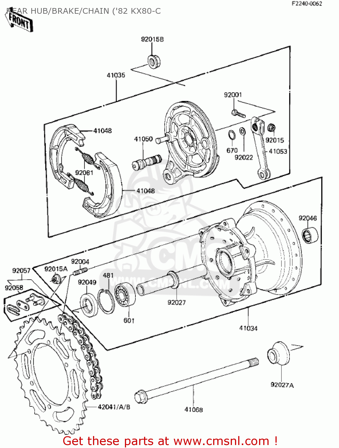 REAR HUB/BRAKE/CHAIN ('82 KX80-C KX80-C1 KX80 1981 USA CANADA
