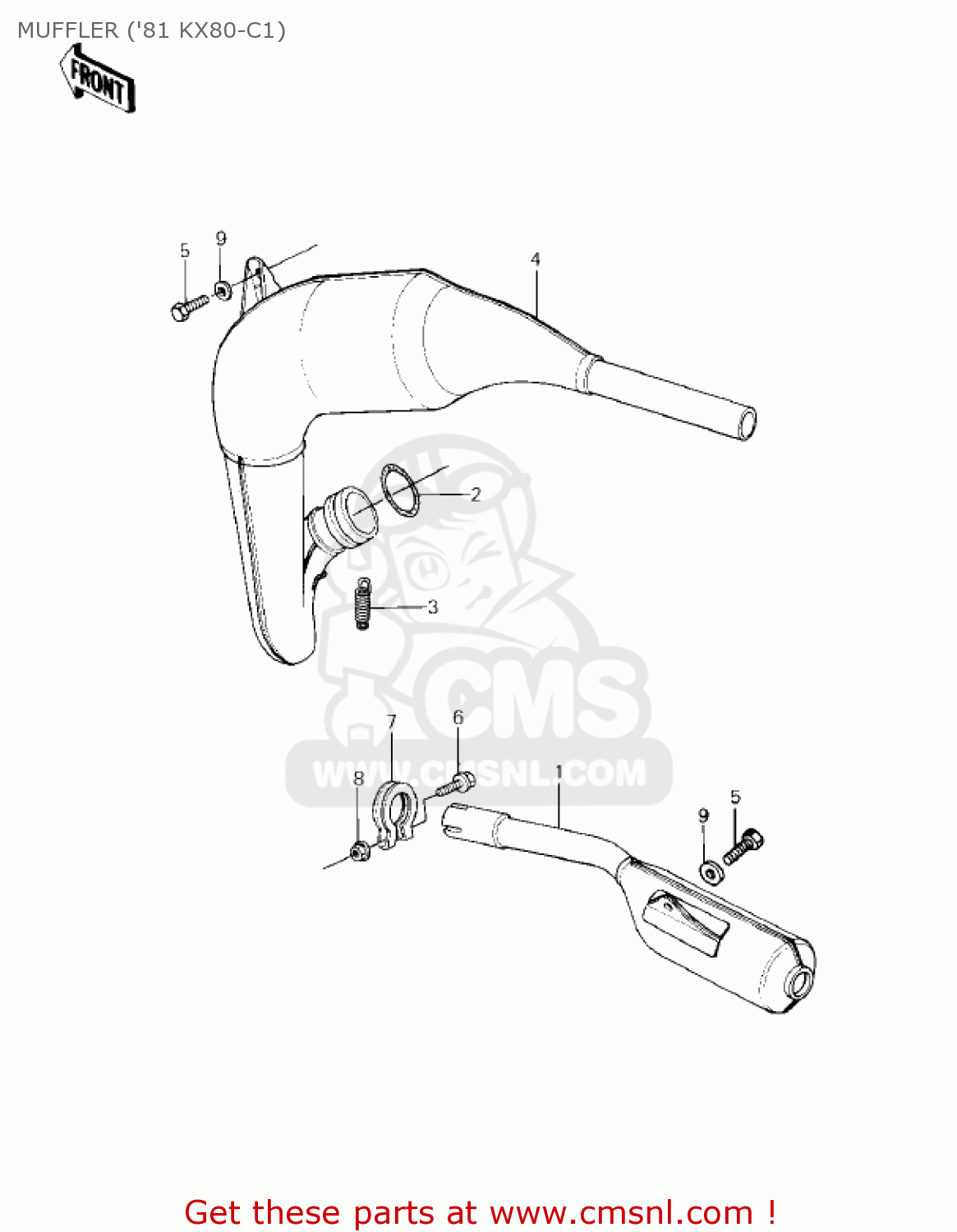 MUFFLER ('81 KX80-C1) KX80-C1 KX80 1981 USA CANADA