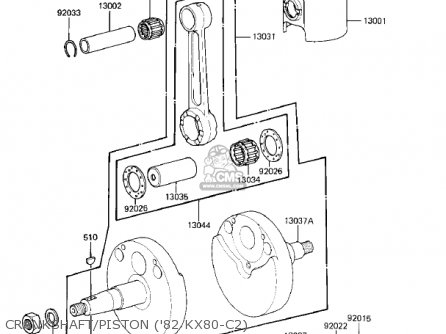 CRANKSHAFT/PISTON ('82 KX80-C2) - KX80-C1 KX80 1981 USA CANADA