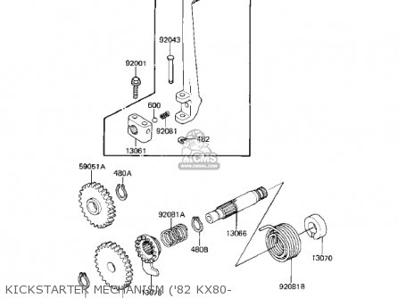 KICKSTARTER MECHANISM ('82 KX80- - KX80-C1 KX80 1981 USA CANADA