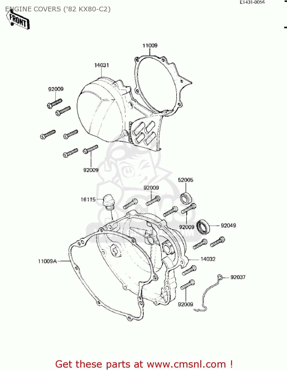 Kawasaki KX80C2 KX80 1982 USA CANADA ENGINE COVERS ('82 KX80C2) buy
