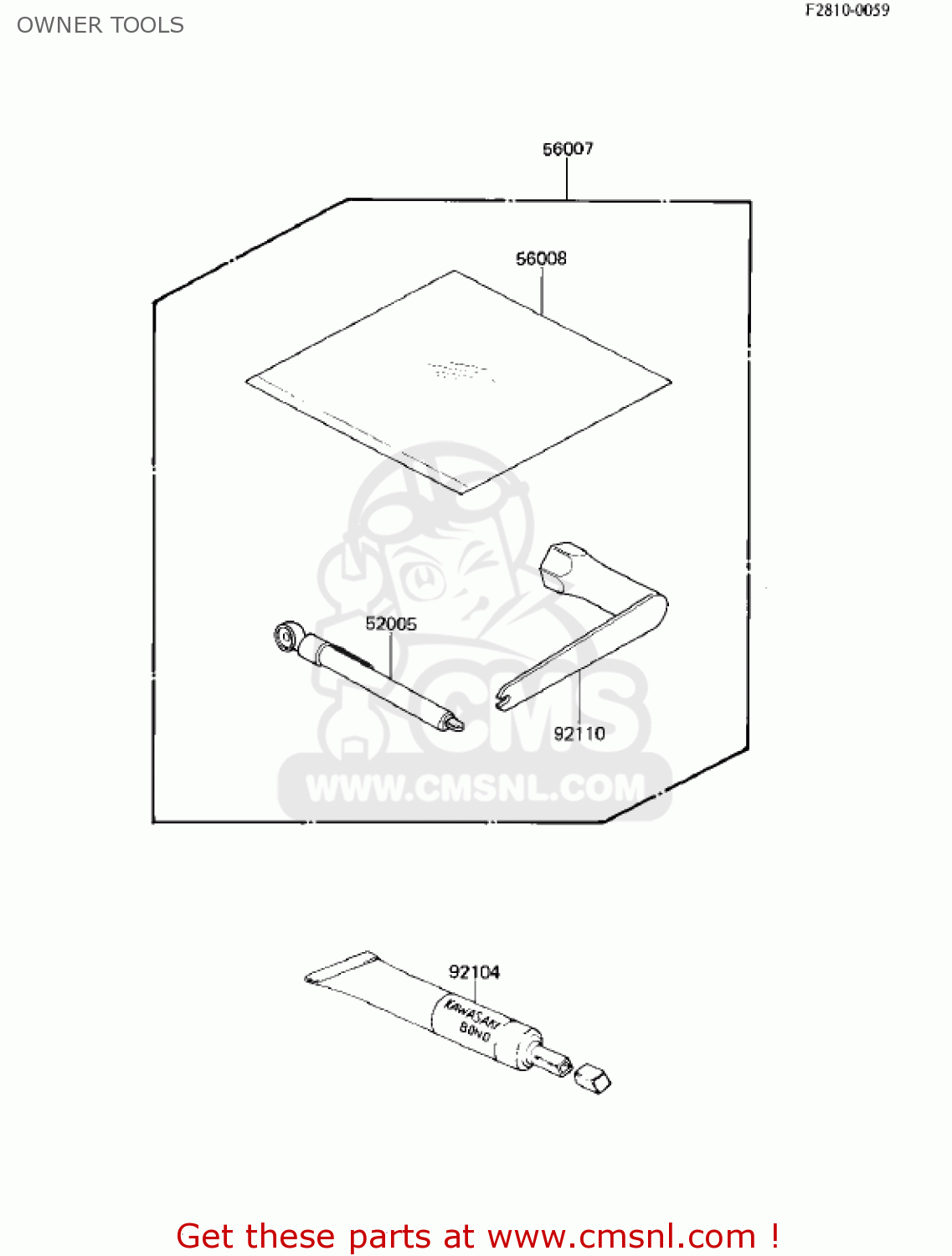 OWNER TOOLS KX80-C2 KX80 1982 USA CANADA