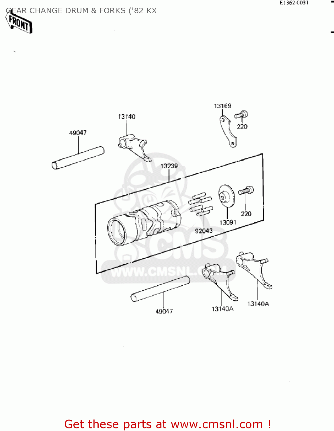GEAR CHANGE DRUM & FORKS ('82 KX KX80-C2 KX80 1982 USA CANADA
