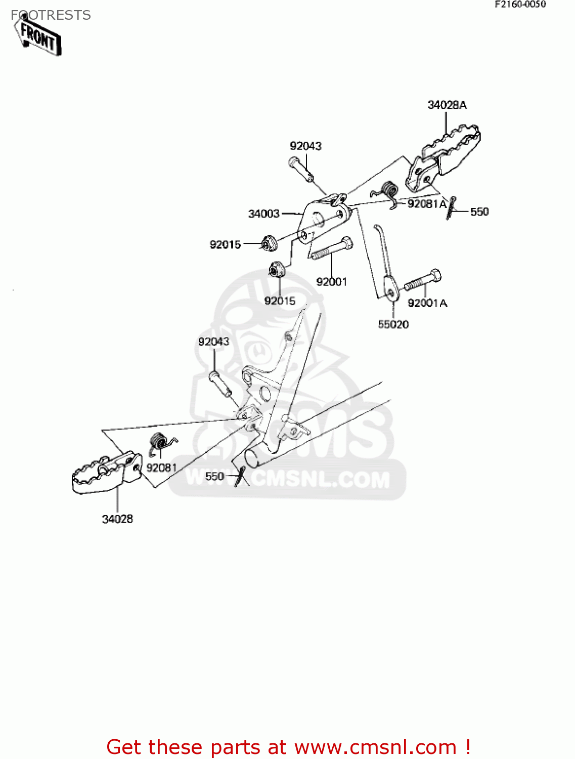 FOOTRESTS KX80-C2 KX80 1982 USA CANADA