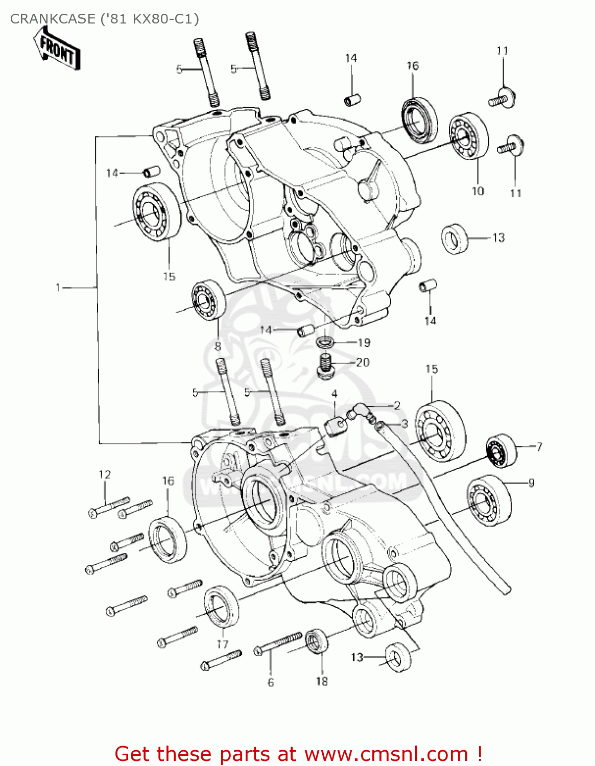 CRANKCASE ('81 KX80-C1) KX80-C2 KX80 1982 USA CANADA
