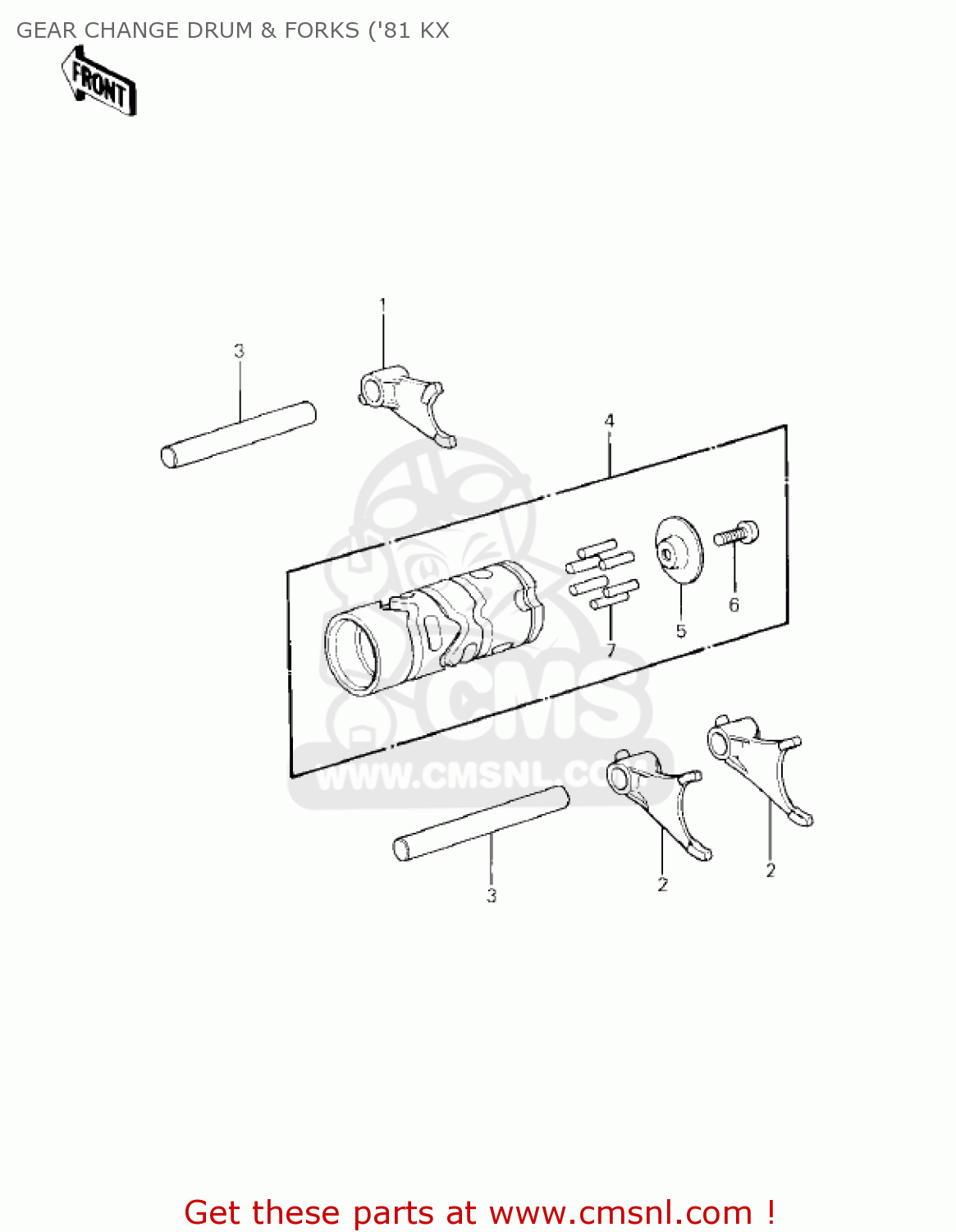 GEAR CHANGE DRUM & FORKS ('81 KX KX80-C2 KX80 1982 USA CANADA