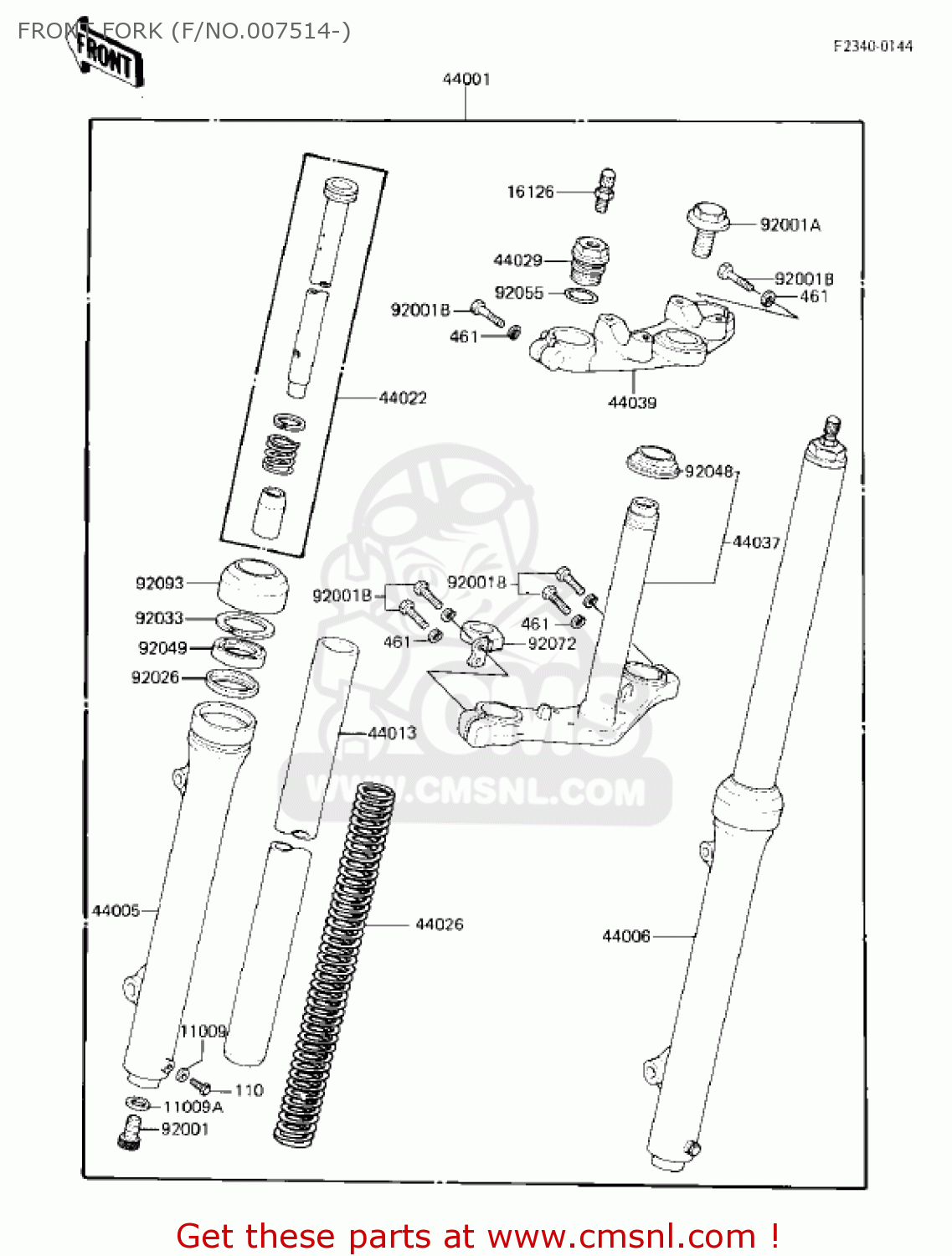 FRONT FORK (F/NO.007514-) KX80-C2 KX80 1982 USA CANADA
