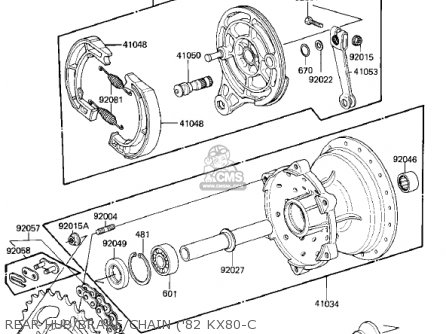 REAR HUB/BRAKE/CHAIN ('82 KX80-C - KX80-C2 KX80 1982 USA CANADA
