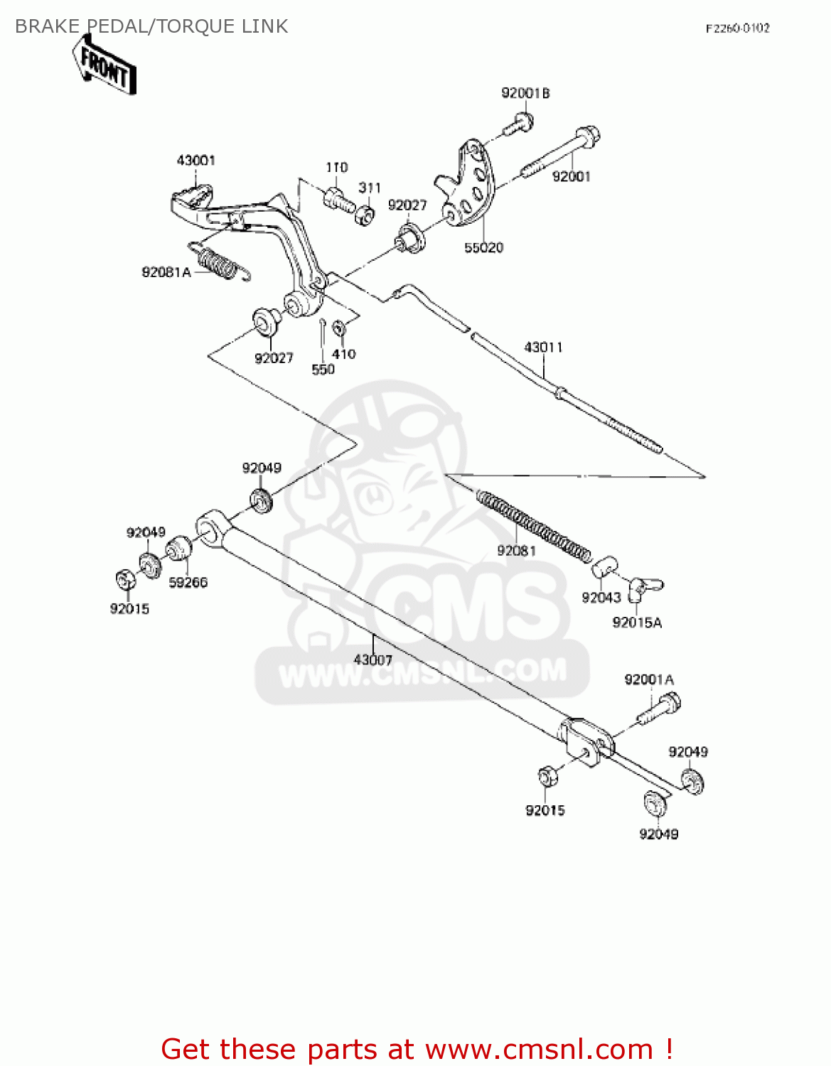 BRAKE PEDAL/TORQUE LINK KX80-E1 KX80 1983 USA CANADA
