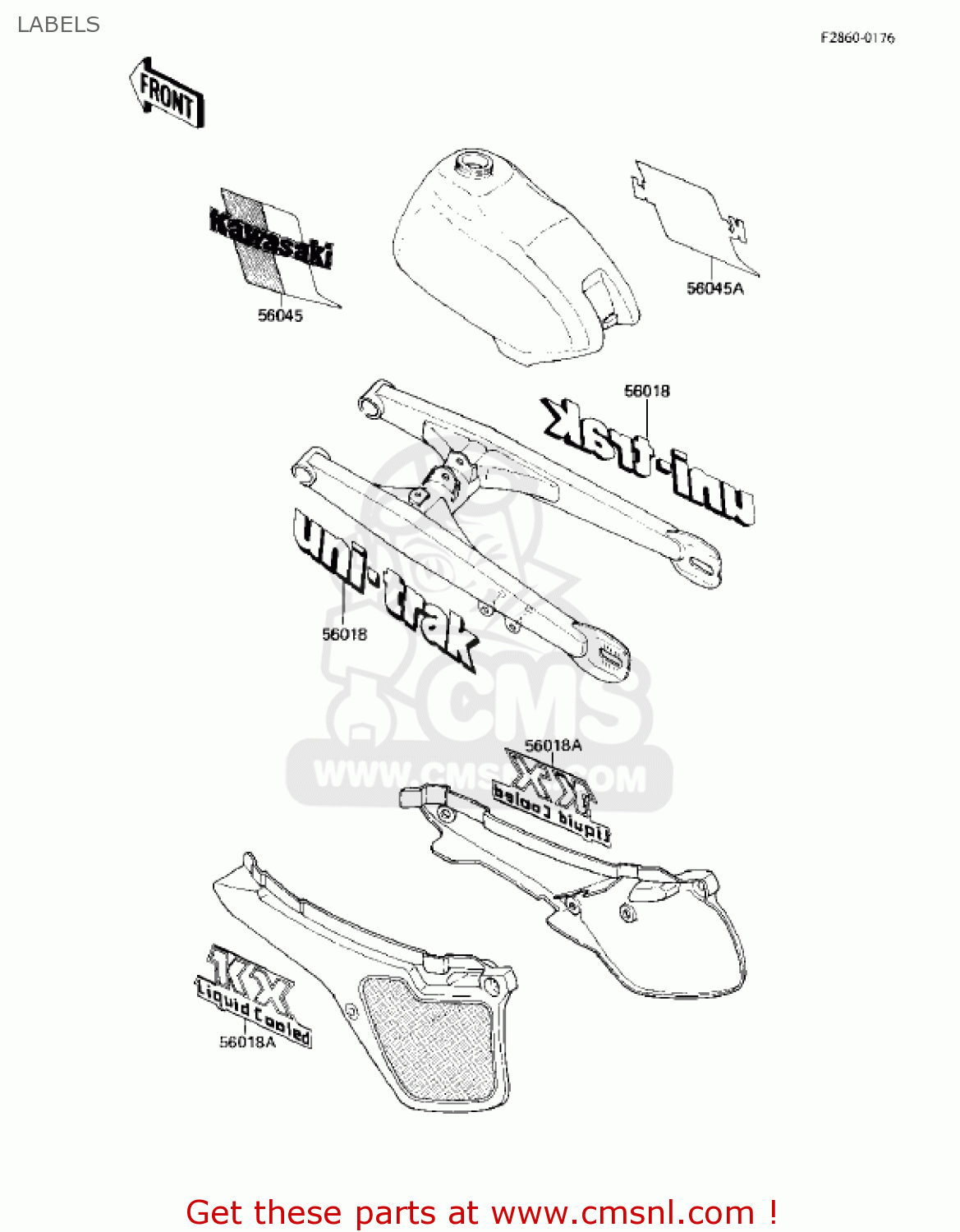 LABELS KX80-E1 KX80 1983 USA CANADA